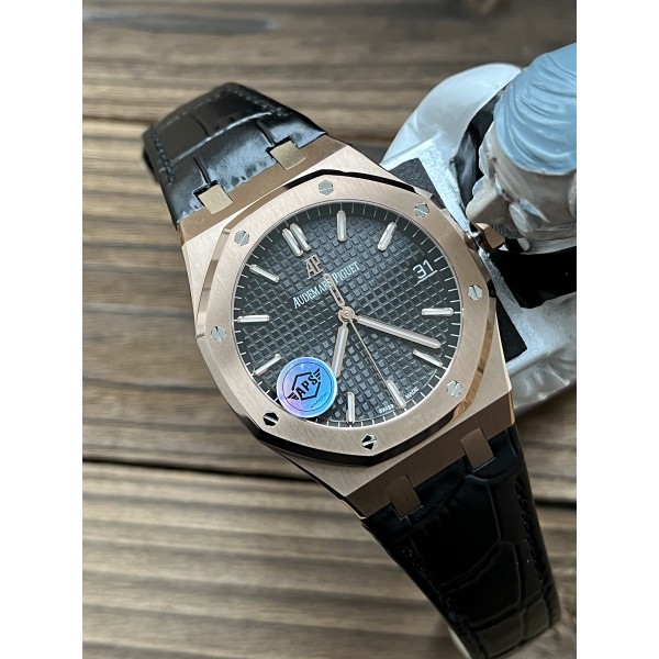 APSF V2 오데마피게 로얄오크 15500 로즈골드 블랙다이얼 블랙가죽스트랩 