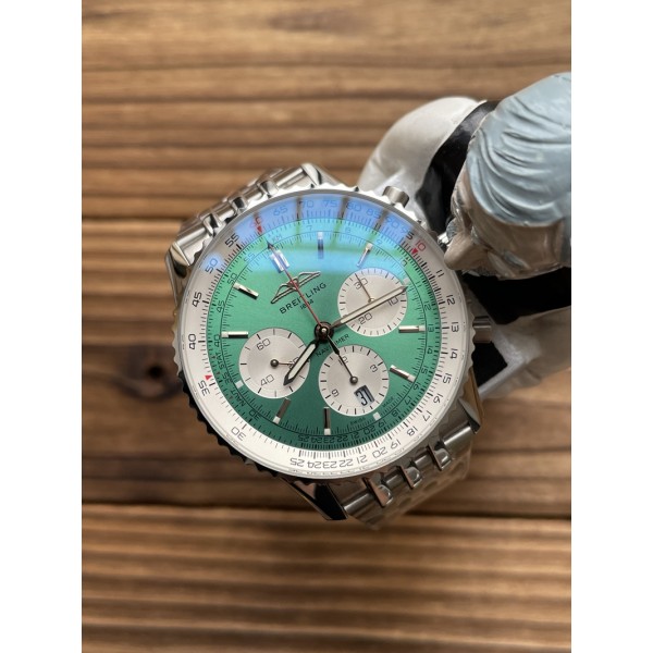 BLS 브라이틀링 내비타이머 43mm 크로노그래프 스틸 민트그린