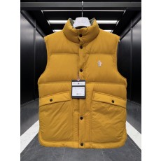 몽클레르 그레노블 Aul 남성 구스다운 패딩 베스트 하이넥 스키 조끼 옐로우