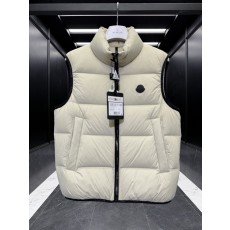 몽클레르 FW26 Gabas 남성 스탠드 칼라 구스다운 패딩 베스트 아이보리