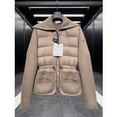 몽클레르 Cardigan Tricot 여성 울 캐시미어 믹스 다운 패딩 니트 가디건 카키